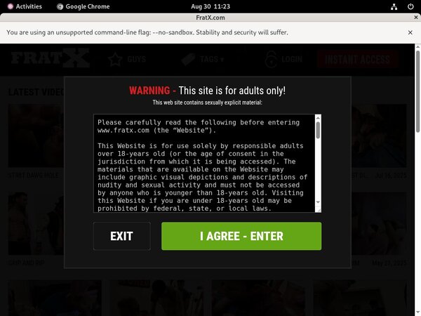 Fraternity X Website Accounts