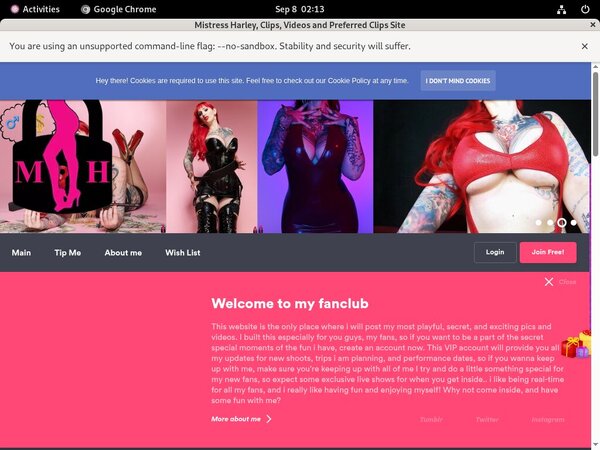 Mistress Harley Members Discount